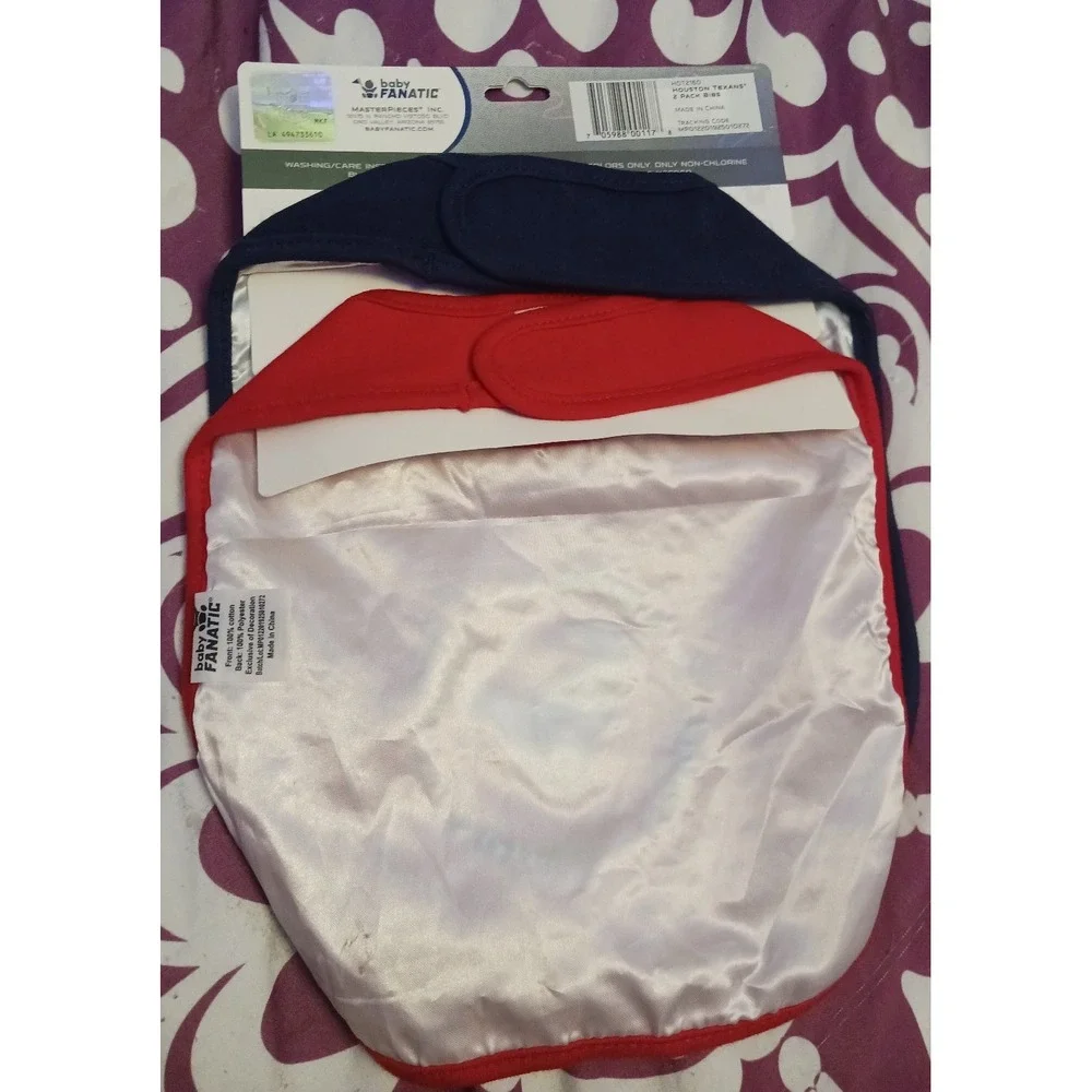 NEW Baby Fanatic NFL Baby‎ Bib 2pk, Blue & Red, Houston Texans